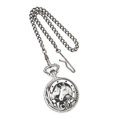 Charles Hubert Anodized Finish Horses Pocket Watch XWA548, MPN: XWA548, 811233011257