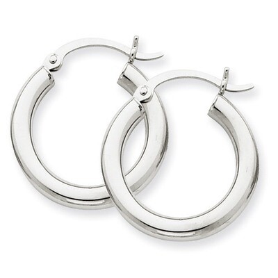 3mm White Hoop Earrings 14k Gold T1125L, MPN: T1125L, 883957286327