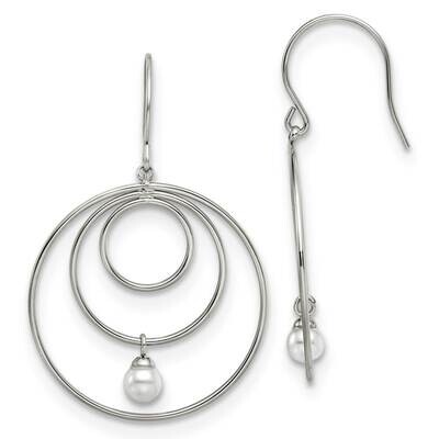 Simulated Pearl Dangle Earrings Stainless Steel Polished SRE1566, MPN: SRE1566, 191101867194