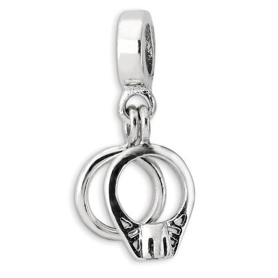 Synthetic Diamond Bridal Rings Dangle Bead - Sterling Silver QRS1946, MPN: QRS1946, 883957311425