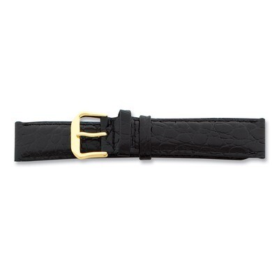 18mm Long Black Alligator Grain Leather Gld-tone Buckle Watch Band BA22L-18, MPN: BA22L-18, 8867741…