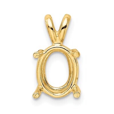 Oval 4-Prong Cast Heavy Weight 4 x 3mm Pendant Setting 14k Yellow Gold YG982, MPN: YG982,