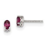 5x3mm Oval Rhodolite Garnet Post Earrings Sterling Silver Rhodium-plated QBE29JUN, MPN: QBE29JUN, 8…