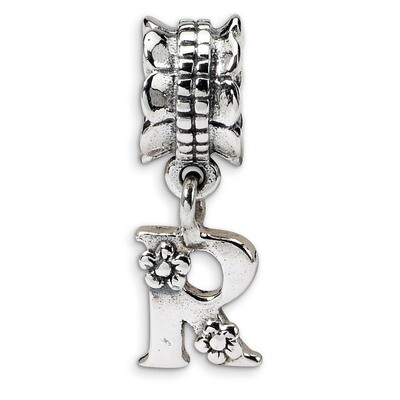 Letter R Dangle Bead - Sterling Silver QRS1400R, MPN: QRS1400R, 883957304311