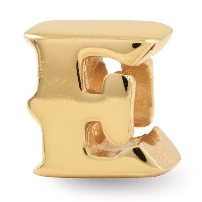 Gold-plated Letter E Bead - Sterling Silver QRS468EGP, MPN: QRS468EGP, 886774992044