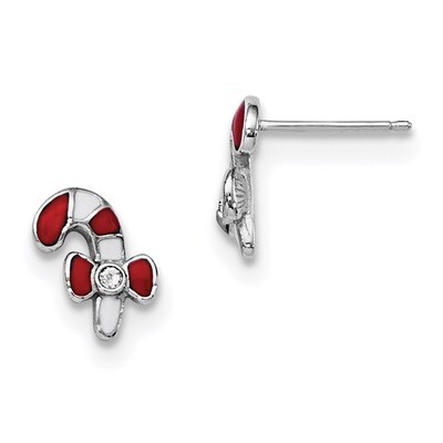 Enamel Swarovski Candy Cane Earrings Sterling Silver Rhodium-plated QGK146, MPN: QGK146, 1911011112…
