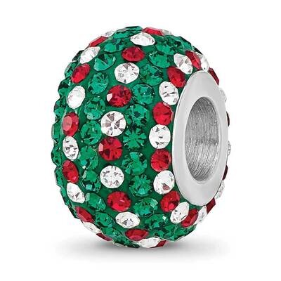 Red/Green/White Preciosa Crystal Bead Sterling Silver Rhodium-plated QRS4483, MPN: QRS4483,