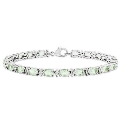Green Quartz &amp; White Topaz Bracelet Sterling Silver QX816AG, MPN: QX816AG, 883957467085