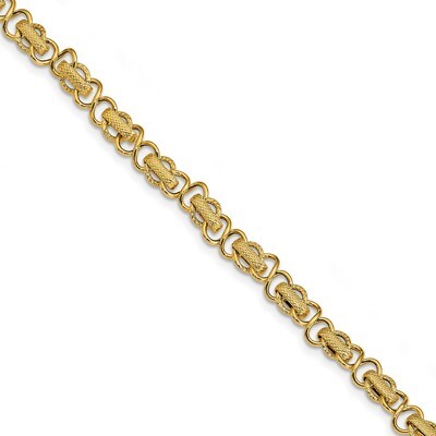 Leslie&#39;s Fancy Link Bracelet 7.5 Inch 14k Gold Polished &amp; Textured HB-LF997-7.5, MPN: LF997-7.5, 19…