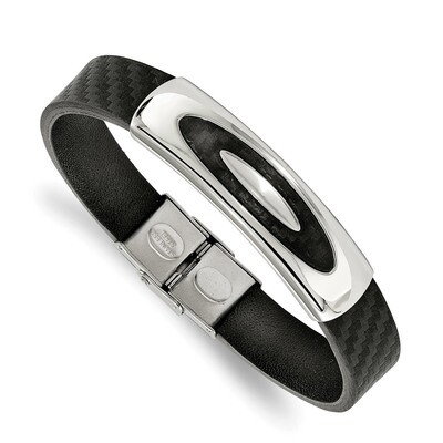Weaved Black Genuine Leather 8 inch Bracelet Stainless Steel Polished SRB1949-8 by Chisel, MPN: SRB…