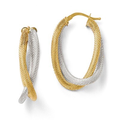 Leslie&#39;s Textured Hoop Earrings - 14k Gold Two-tone HB-49F, MPN: 49F, 883957023267