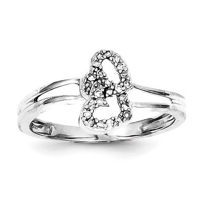Diamond Heart Ring Sterling Silver Rhodium QDX142-6, MPN: QDX142, 813455010933