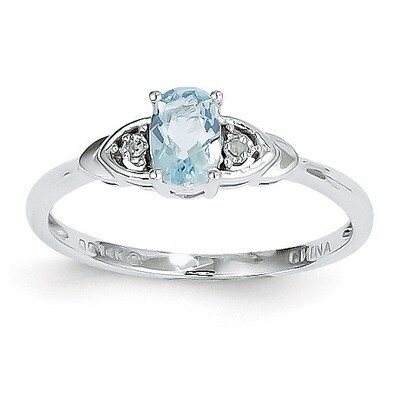 Aquamarine Diamond Ring 14k White Gold Genuine XBS230, MPN: XBS230, 883957413648