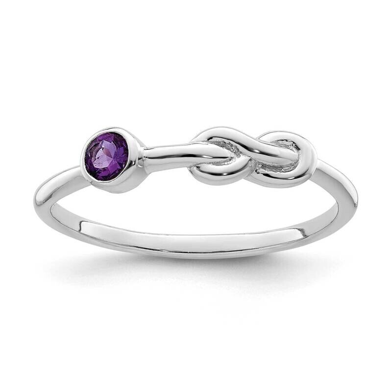 Polished Infinity Amethyst Ring Sterling Silver Rhodium-plated QBR34FEB-8