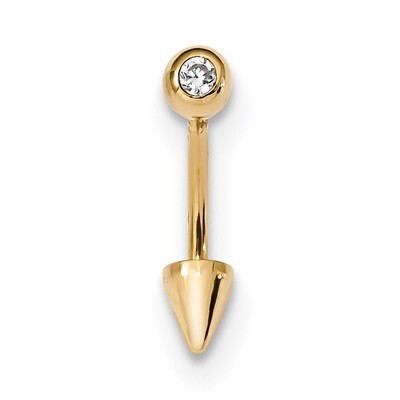 CZ Diamond Cone Belly Ring 14k Gold BD131, MPN: BD131, 883957953953