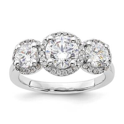 Sterling Silver 3 Stone Diamonore Halo Ring RLS6624/DAWT-SSA