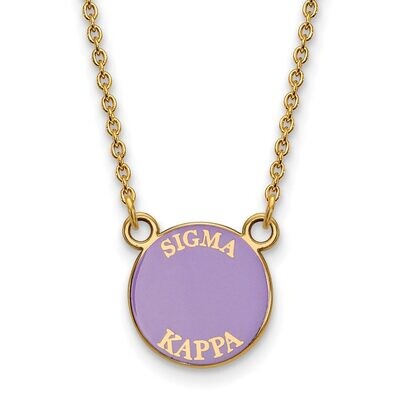 Sigma Kappa Extra Small Enameled Pendant with 18 Inch Chain Gold-plated Silver GP012SKP-18, MPN: GP…