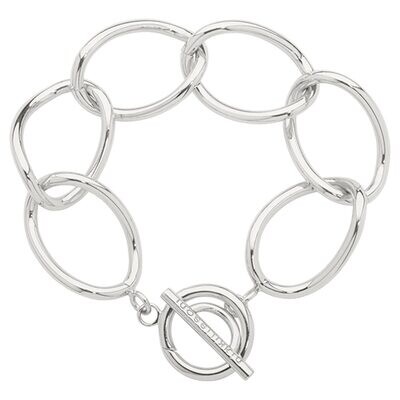 Nikki Lissoni Silver-plated Bracelet of 21cm with 6 Links of 27 x 37mm A T-Bar Closure B1132S21, MP…