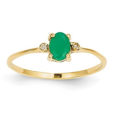 Diamond &amp; Emerald Birthstone Ring 14k Gold XBR206, MPN: XBR206, 883957413471