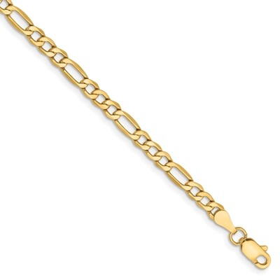 10 Inch 3.5mm Semi-Solid Figaro Chain 14k Yellow Gold BC93-10, MPN: BC93-10, 191101833472