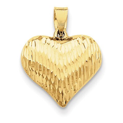 Puffed Heart Charm 14k Gold Diamond-cut D2888, MPN: D2888, 883957899114