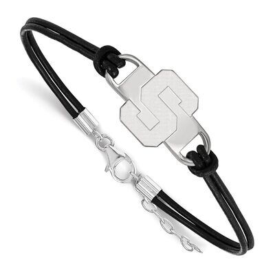 Michigan State University Leather Bracelet Small Center Sterling Silver SS023MIS-7, MPN: SS023MIS-7…