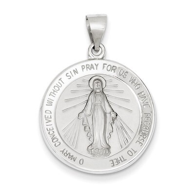 Polished and Satin Miraculous Medal Pendant 14k White Gold XR1274, MPN: XR1274, 883957383637