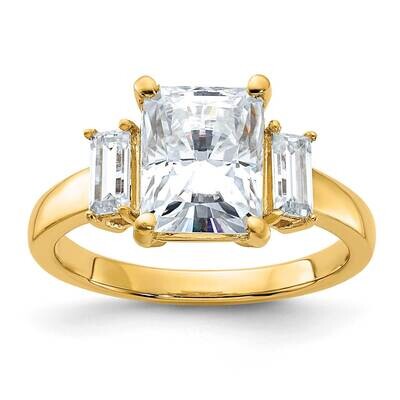 3 3/8ct. Three Stone D E F Pure Light Moissanite Engagement Ring 14k Gold RM4447E-270-YMP, MPN: RM4…