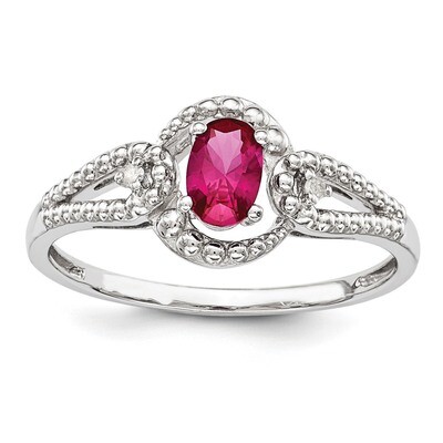 Created Ruby &amp; Diamond Ring Sterling Silver Rhodium-plated QBR16JUL, MPN: QBR16JUL, 883957495545