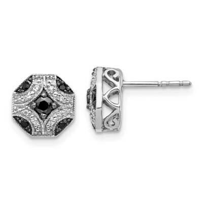 Fancy White &amp; Black Diamond Post Earrings 14k White Gold EM5486-BK-025-WA, MPN: EM5486-BK-025-WA, 8…