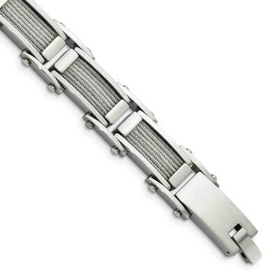 Wire Brushed &amp; Polished 8.5 Inch Bracelet Stainless Steel SRB429-8.5 by Chisel, MPN: SRB429-8.5, 88…