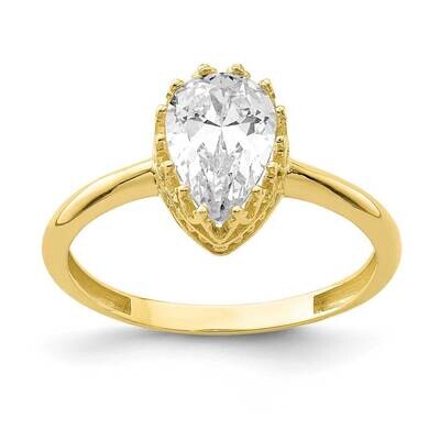 Polished Pear CZ Diamond Ring 10k Gold 10YC422, MPN: 10YC422, 883957605852