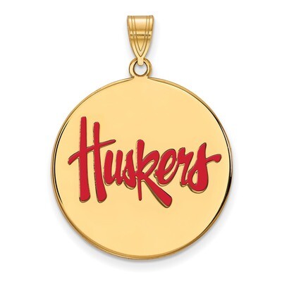 University of Nebraska x-Large Enamel Disc Pendant Gold-plated Sterling Silver GP095UNE, MPN: GP095…