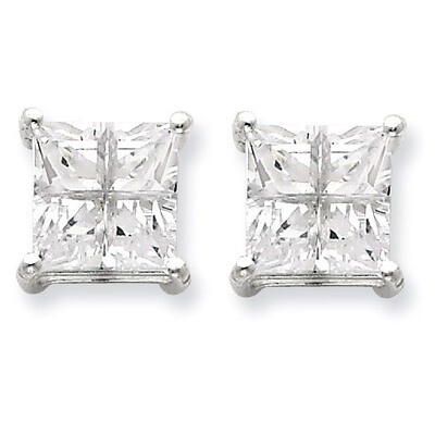 8mm Square Diamond Basket Set Stud Earrings Sterling Silver QE7521, MPN: QE7521, 883957567587
