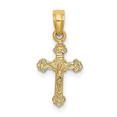 Mini Crucifix with Fancy Tips Charm 14k Gold K8588, MPN: K8588, 637218090938