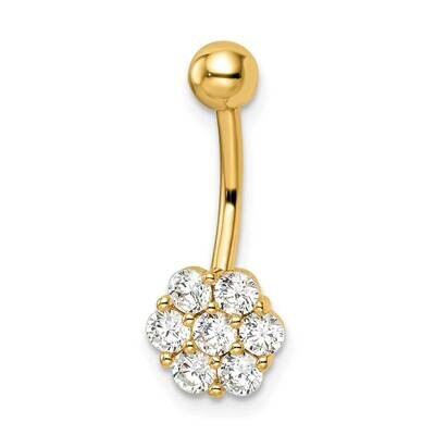 Flower Belly Ring 14k Gold CZ Diamond BD216, MPN: BD216, 883957182971