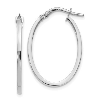 Leslie&#39;s Oval Hoop Earrings 10k White Gold Polished HB-10LE428, MPN: 10LE428, 191101169731
