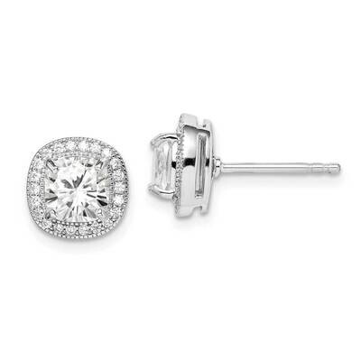 6mm Cushion CZ Diamond Post Earrings Sterling Silver Rhodium-plated QE15058, MPN: QE15058, 88395716…