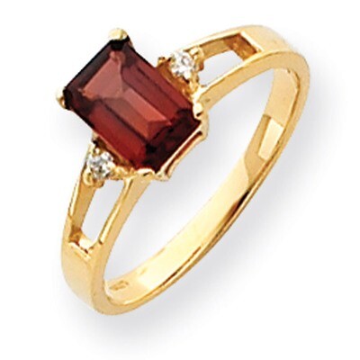 Garnet Diamond Ring 14k Gold 7x5mm Emerald Cut Y4757GA/A, MPN: Y4757GA/A, 883957664545