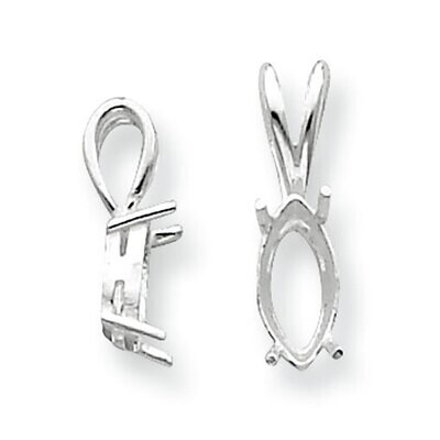 Marquise 4-Prong 5 x 2.5mm Fixed Bail Pendant Setting Sterling Silver SS3282, MPN: SS3282,