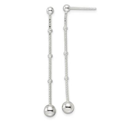 Beaded Chain Dangle Post Earrings Sterling Silver Polished QE16058, MPN: QE16058, 196904151389