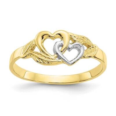 White Rhodium Polished 2 Hearts Ring 10k Gold 10K2071, MPN: 10K2071, 191101726613