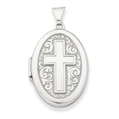 Oval Cross Locket Sterling Silver QLS217, MPN: QLS217, 886774116327