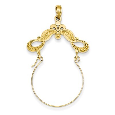 Ribbon Decorated Charm Holder 14k Gold Polished D1307, MPN: D1307, 637218105571