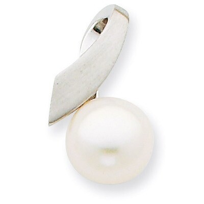 Satin (8-9mm) Button Cultured Pearl Pendant 14k White Gold XCH665, MPN: XCH665, 883957484754