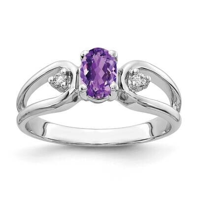 6x4mm Oval Amethyst Checker Aa Diamond Ring 14k White Gold Y2082AC/AA, MPN: Y2082AM_AA, 883957705736