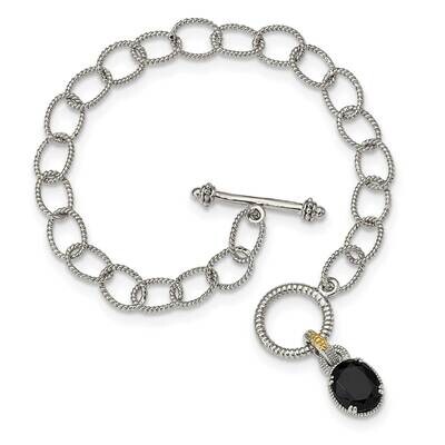 Onyx 7.5 Inch Toggle Bracelet Sterling Silver with 14k Gold Accent QTC1538, MPN: QTC1538, 883957229…