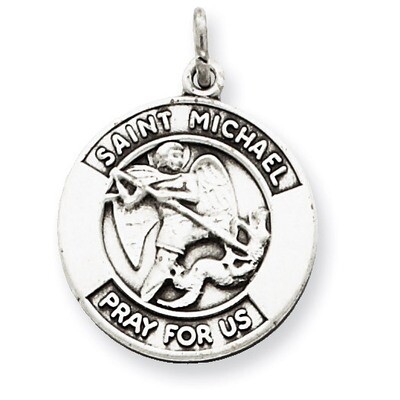 Saint Michael Medal Antiqued Sterling Silver QC5701, MPN: QC5701, 886774110813