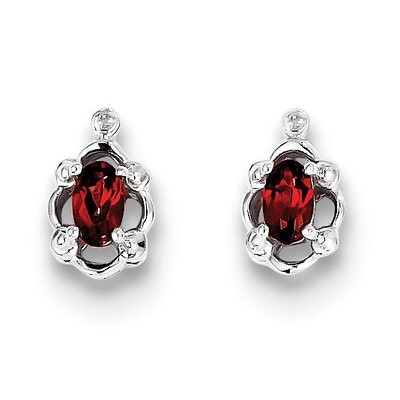 Garnet &amp; Diamond January Earrings Sterling Silver QBE21JAN, MPN: QBE21JAN, 883957524542