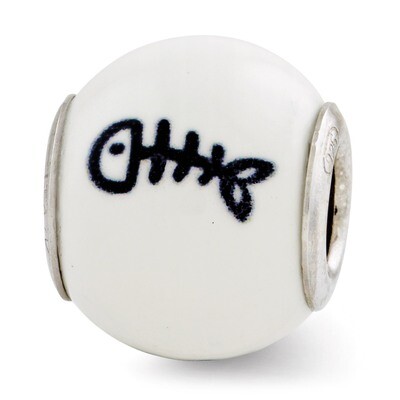 Enameled Cat Theme Bead - Sterling Silver QRS2798, MPN: QRS2798, 883957056357